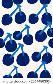 Diseño de patrones de cerezo azul dibujado a mano