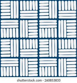 Hand drawn seamless blue and white indigo pattern, vector