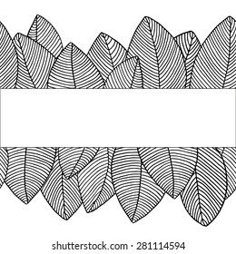 Hand drawn seamless border with fallen leaves. Vector illustration