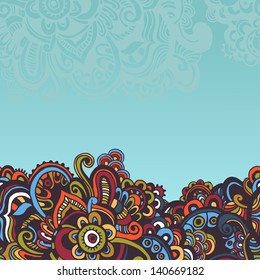 Hand drawn seamless border in oriental style