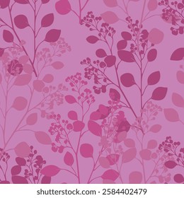 Hand Drawn Seamless Botanical Pattern with Elegant Foliage Vector, Print Fashion Textile