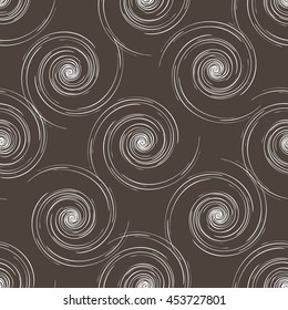 Hand drawn seamless brown and white background.. Vector illustration with flying universes