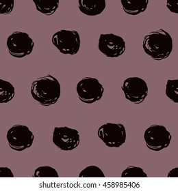 hand drawn seamless brushstrokes dots circles vector pattern 