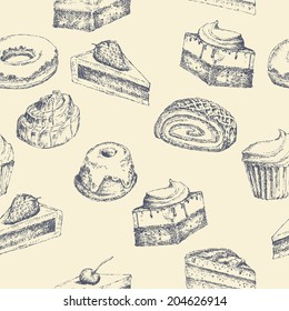 Hand drawn seamless cake background