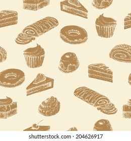 Hand drawn seamless cake background