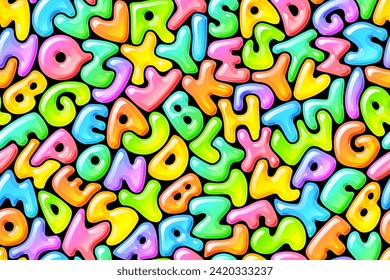 Hand drawn seamless candy alphabet vector pattern. Colorful background, wallpaper, textile illustration. Global colors