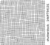 Hand drawn seamless checkered black and white pattern. Curved lines. Vector illustration.