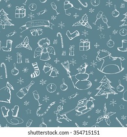 Hand drawn seamless Christmas background