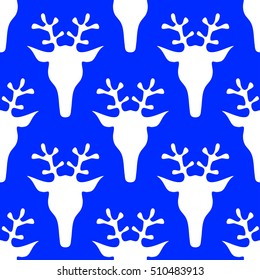  hand drawn seamless Christmas pattern with deer for textile, fabric, paper