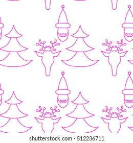  hand drawn seamless Christmas pattern with deer for textile, fabric, paper