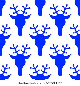  hand drawn seamless Christmas pattern with deer for textile, fabric, paper