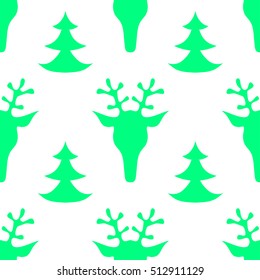  hand drawn seamless Christmas pattern with deer for textile, fabric, paper