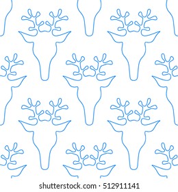  hand drawn seamless Christmas pattern with deer for textile, fabric, paper