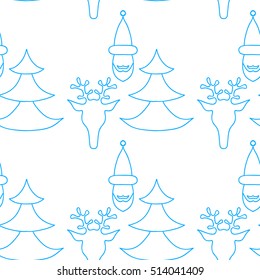  hand drawn seamless Christmas pattern with deer for textile, fabric, paper