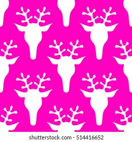  hand drawn seamless Christmas pattern with deer for textile, fabric, paper