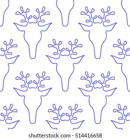  hand drawn seamless Christmas pattern with deer for textile, fabric, paper