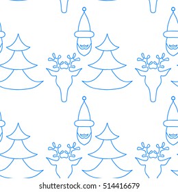  hand drawn seamless Christmas pattern with deer for textile, fabric, paper