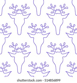  hand drawn seamless Christmas pattern with deer for textile, fabric, paper