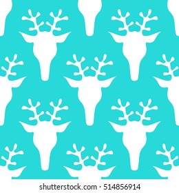  hand drawn seamless Christmas pattern with deer for textile, fabric, paper