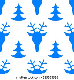  hand drawn seamless Christmas pattern with deer for textile, fabric, paper