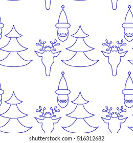  hand drawn seamless Christmas pattern with deer for textile, fabric, paper