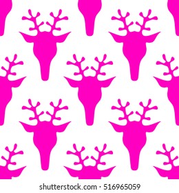  hand drawn seamless Christmas pattern with deer for textile, fabric, paper