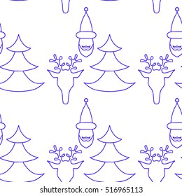  hand drawn seamless Christmas pattern with deer for textile, fabric, paper