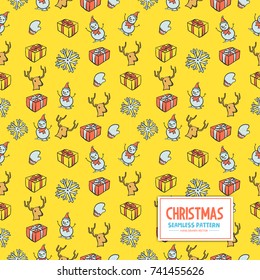 Hand Drawn Seamless Christmas Pattern vector Illustration eps.10