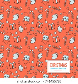 Hand Drawn Seamless Christmas Pattern vector Illustration eps.10