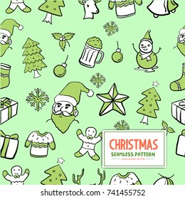 Hand Drawn Seamless Christmas Pattern vector Illustration eps.10