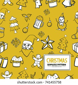 Hand Drawn Seamless Christmas Pattern vector Illustration eps.10