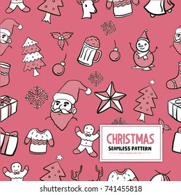 Hand Drawn Seamless Christmas Pattern vector Illustration eps.10