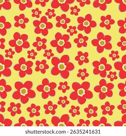 Hand drawn seamless cute floral pattern. Abstract floral print. Cute trendy design with hearts. Seamless heart print.