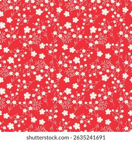 Hand drawn seamless cute floral pattern. Abstract floral print. Cute trendy design with hearts. Seamless heart print.