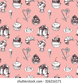 hand drawn seamless dessert background