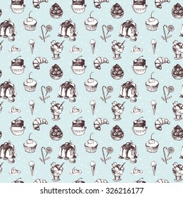 hand drawn seamless dessert background