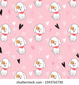 hand drawn seamless dog pattern.