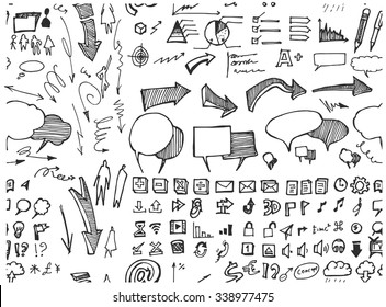 Hand drawn seamless doodle pattern with business symbols
