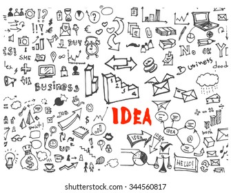 Dibujo manual sin fisuras con símbolos empresariales