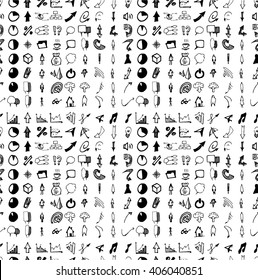 Hand drawn seamless doodle pattern with business symbols
