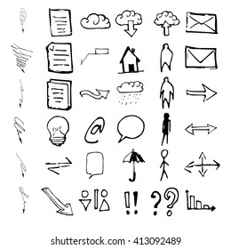 Hand drawn seamless doodle pattern with business symbols