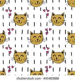 Hand drawn seamless doodle pattern. Vector image. Apparel design, poster background.