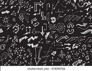 Hand drawn seamless doodle pattern with business symbols chalkboard