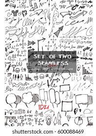 Hand drawn seamless doodle pattern with business symbols