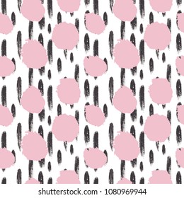 Hand drawn seamless dot pattern. Dry brush and rough edges ink illustration. Abstract vector background