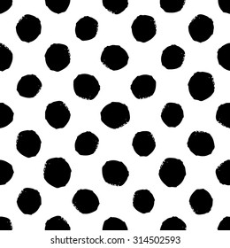 Hand Drawn Seamless Dot Pattern. Dry Brush And Rough Edges Ink Illustration. Abstract Vector Background