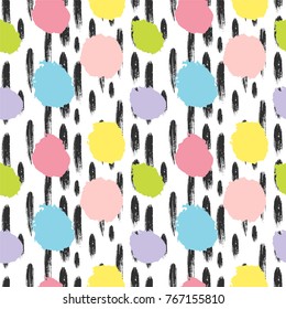 Hand drawn seamless dot pattern. Dry brush and rough edges ink illustration. Abstract vector background