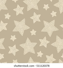 Hand drawn seamless dot star pattern. Grungy  mosaic, noise,  background vector Pointillisme image, illustration