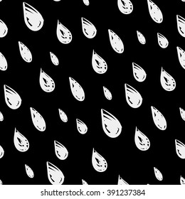 Hand drawn seamless drop pattern with ink doodles. Vector background