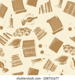 Hand drawn seamless education background